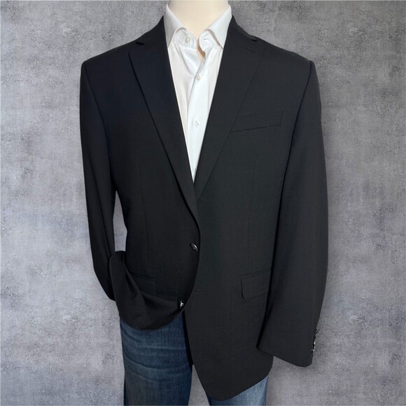 $298 MICHAEL KORS Mens Blazer 42L Sport Coat 2-Button Jacket Stretch WOOL Black - Picture 2 of 12